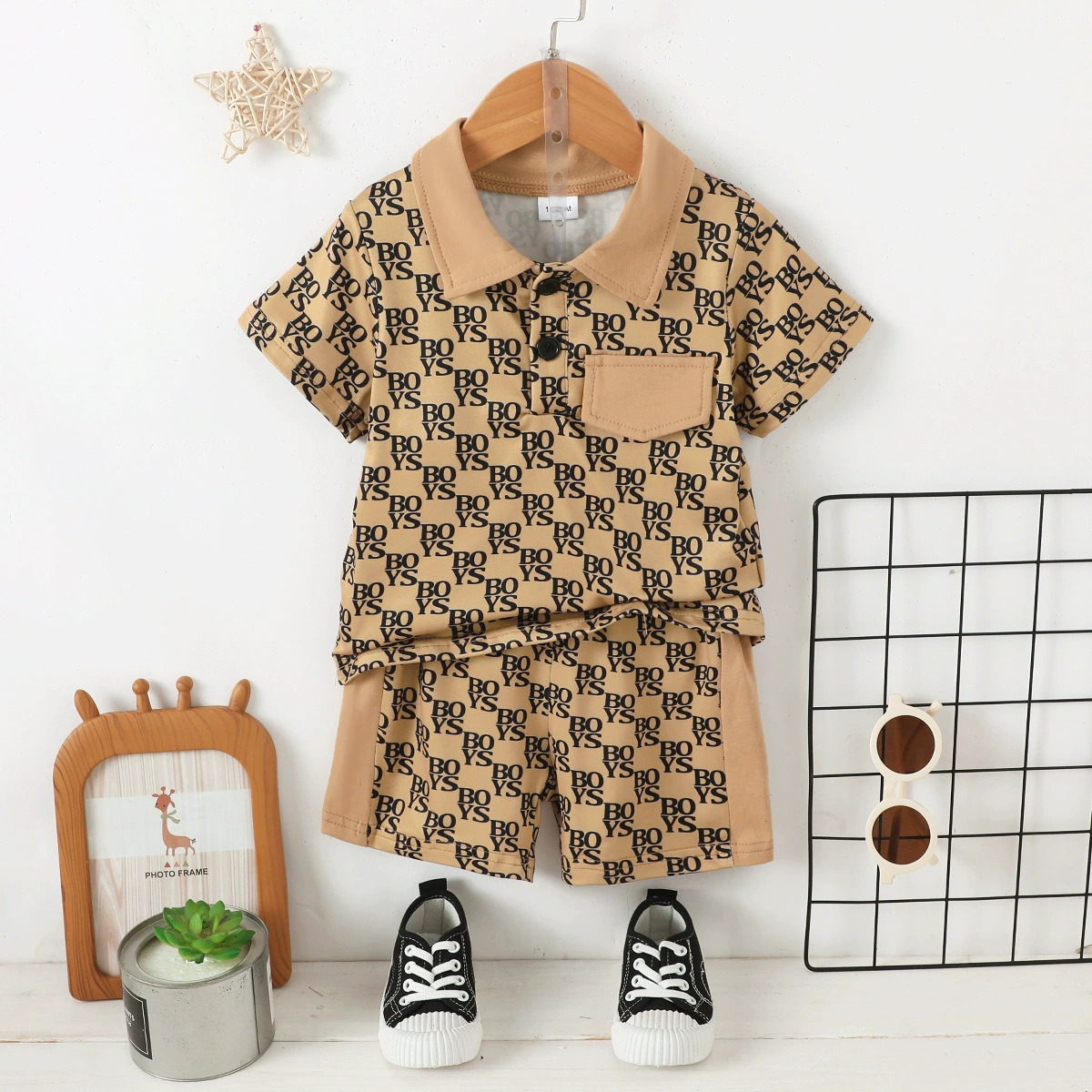 Autumn T-shirt for boys, set, 2023 collection, Korean style, city style, with short sleeve