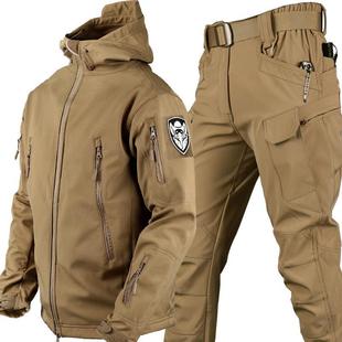 Autumn and winter outdoor large size suit shark skin men's and women's warm clothing soft shell thick camouflage clothing