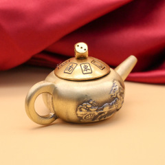 創意黃銅會轉把把壺胡手把件小茶壺茶寵擺件打麻將神器地攤小銅器