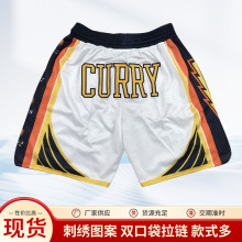 CURRY篮球裤男美式库里冠军复古双层网眼运动休闲透气口袋短裤