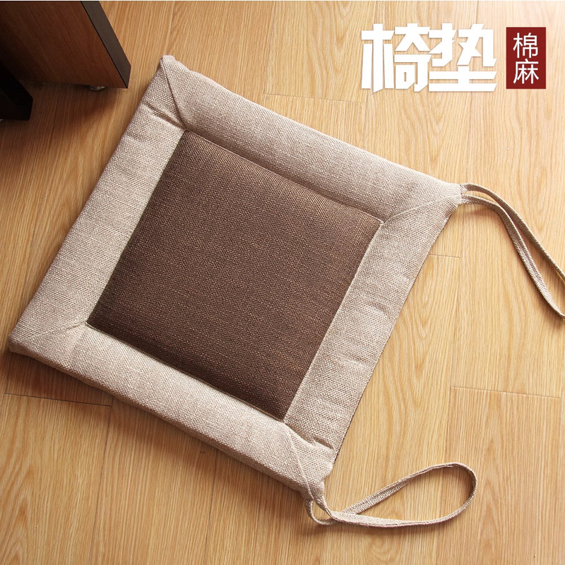 Linen chair cushion removable and washable office long-seat home dining table and chair tatami cushion stool butt cushion chair cushion Linen chair cushion removable and washable office long-seat home dining table and chair tatami cushion stool butt cushion chair cushion