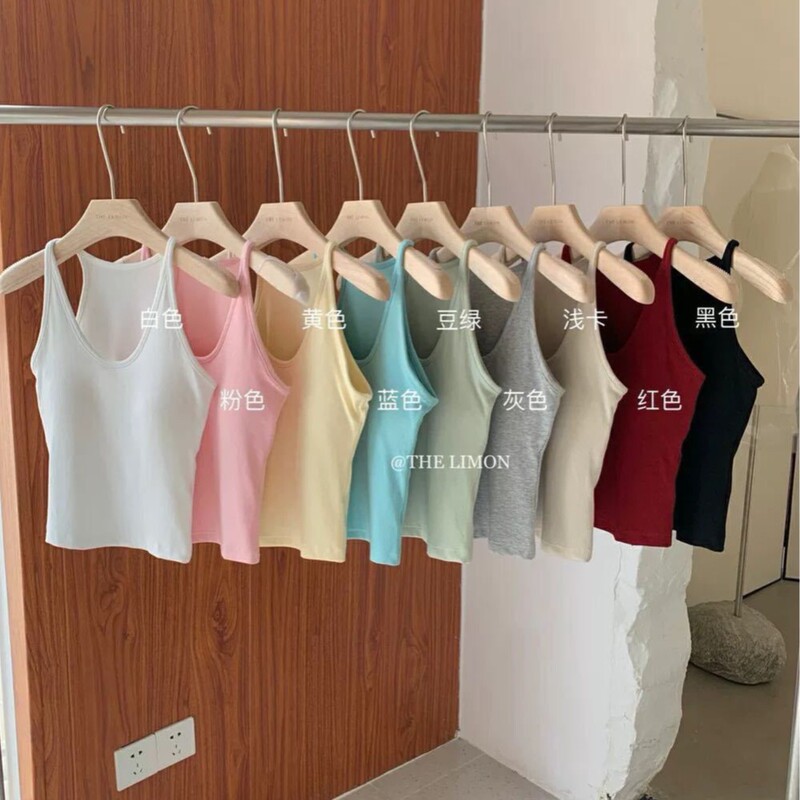 Camisole with Chest Pads for Women 2026 New Summer Korean Style Solid Color Sexy Slim-Fit Sleeveless Top for Outerwear