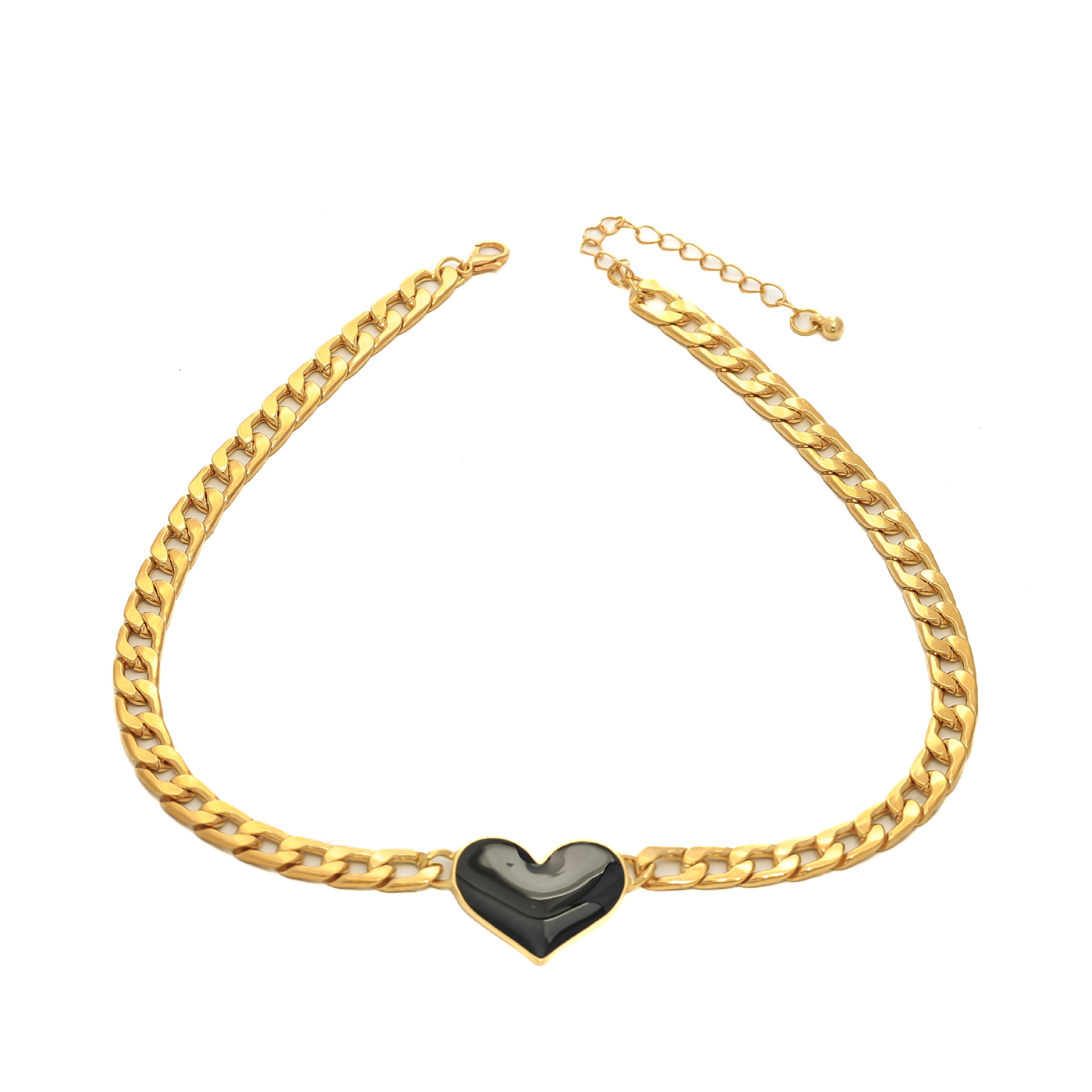 Temperamento de moda europeo y americano salvaje estilo europeo y americano cadena de metal amor rojo corazón melocotón dama colgante collar cadena gruesa