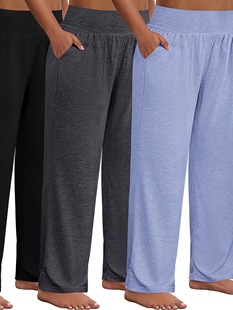 2025 Cross-Border New European and American Women's Large Size 3-Piece Set of High-Waisted Wide-Leg Yoga Pants Cross-Border Dropshipping