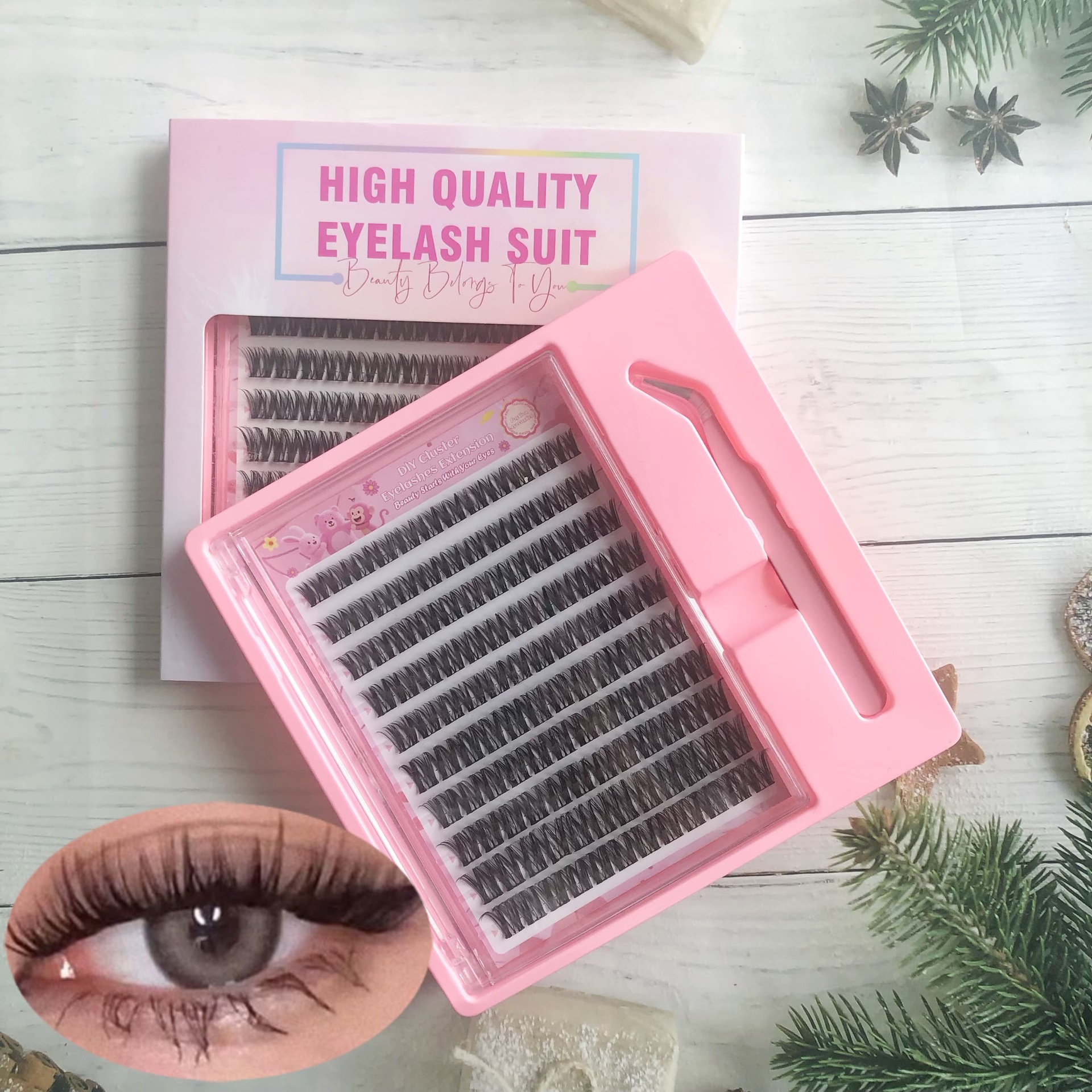Transfronterizas pestañas falsas 30 - 100D comercio exterior caja de pestañas gruesas con pinzas de pegamento conjunto de pestañas falsas
