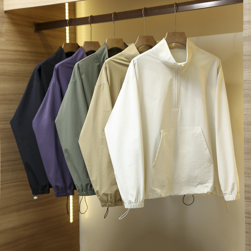 Japanese Style Outdoor Functional 2024 Spring New Quick-drying Breathable Water-repellent Men's Half-zipper Collar Casual Jacket