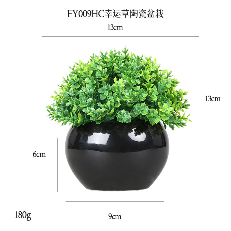 Planta Artificial de Bola Verde en Maceta de Cerámica y Plástico Decorativa para Escritorio