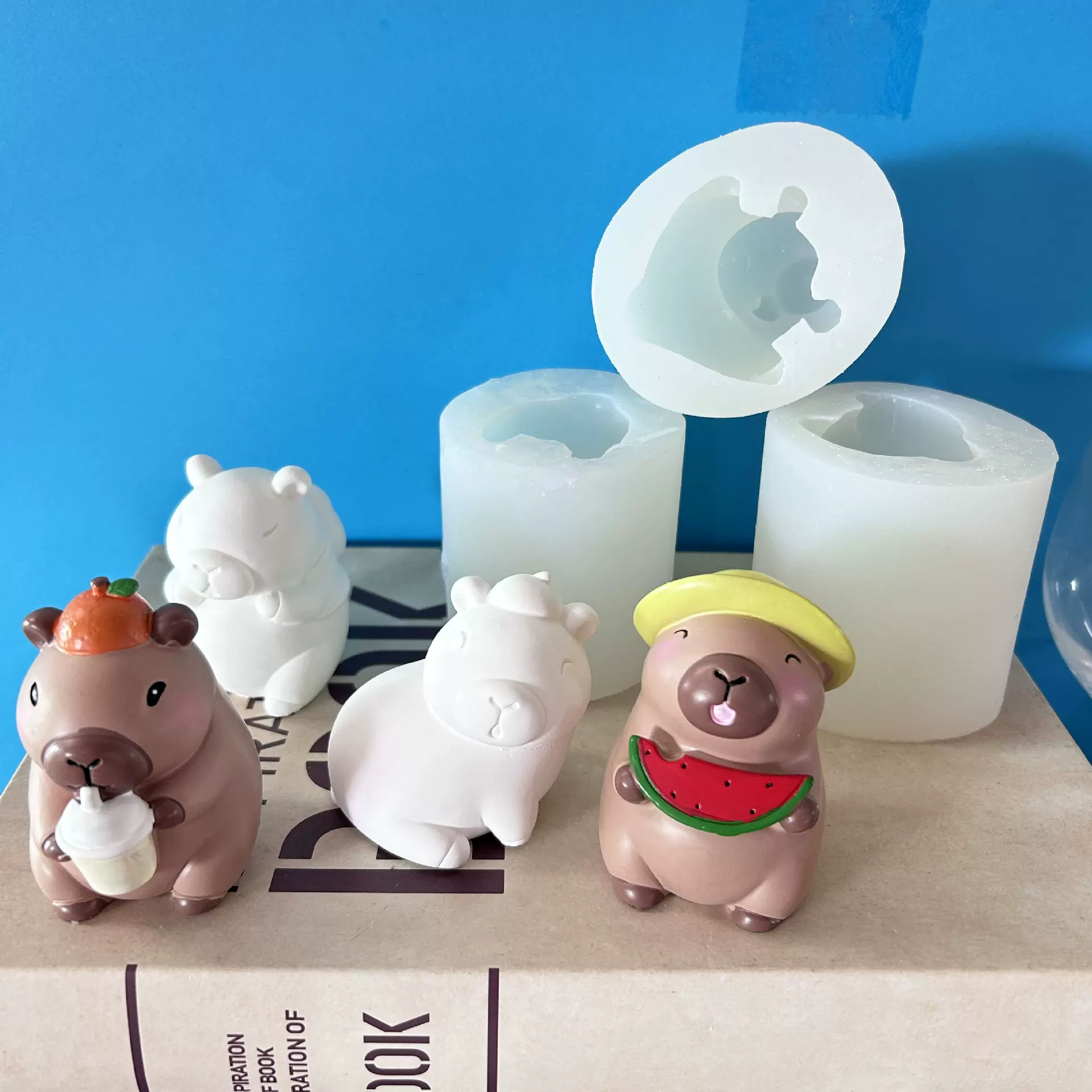 美多多手工硅胶模具diy牛牛造型桌面车载香薰蜡烛石膏摆件树脂模