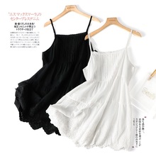 棉质吊带衫 夏季新款 森系精工刺绣花边女士甜美薄款百搭可爱上衣