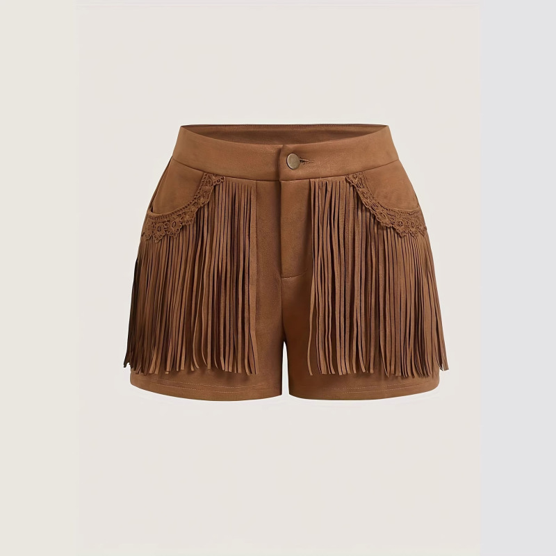 Vintage Brown Fringe Shorts: Perfect for Beach Vacations, Dates, Picnics, and Parties, Holiday Wear for Women