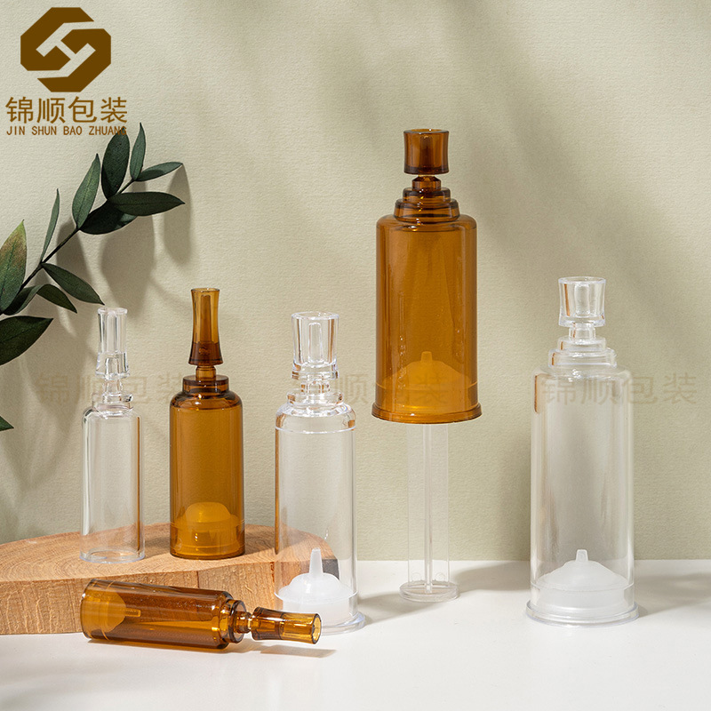 现货5ml透明梅花瓶 10ml茶色后推式保鲜瓶 折断精华液塑料分装瓶