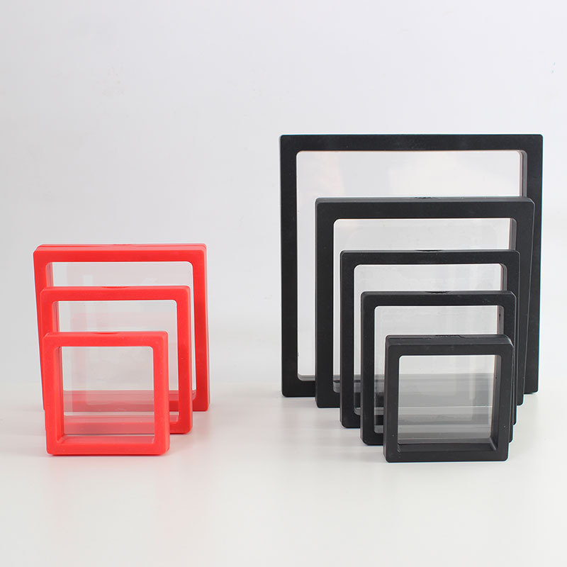 黑色透明首飾盒pe膜懸浮飾品盒珠寶首飾包裝戒指吊墜手鍊包裝盒