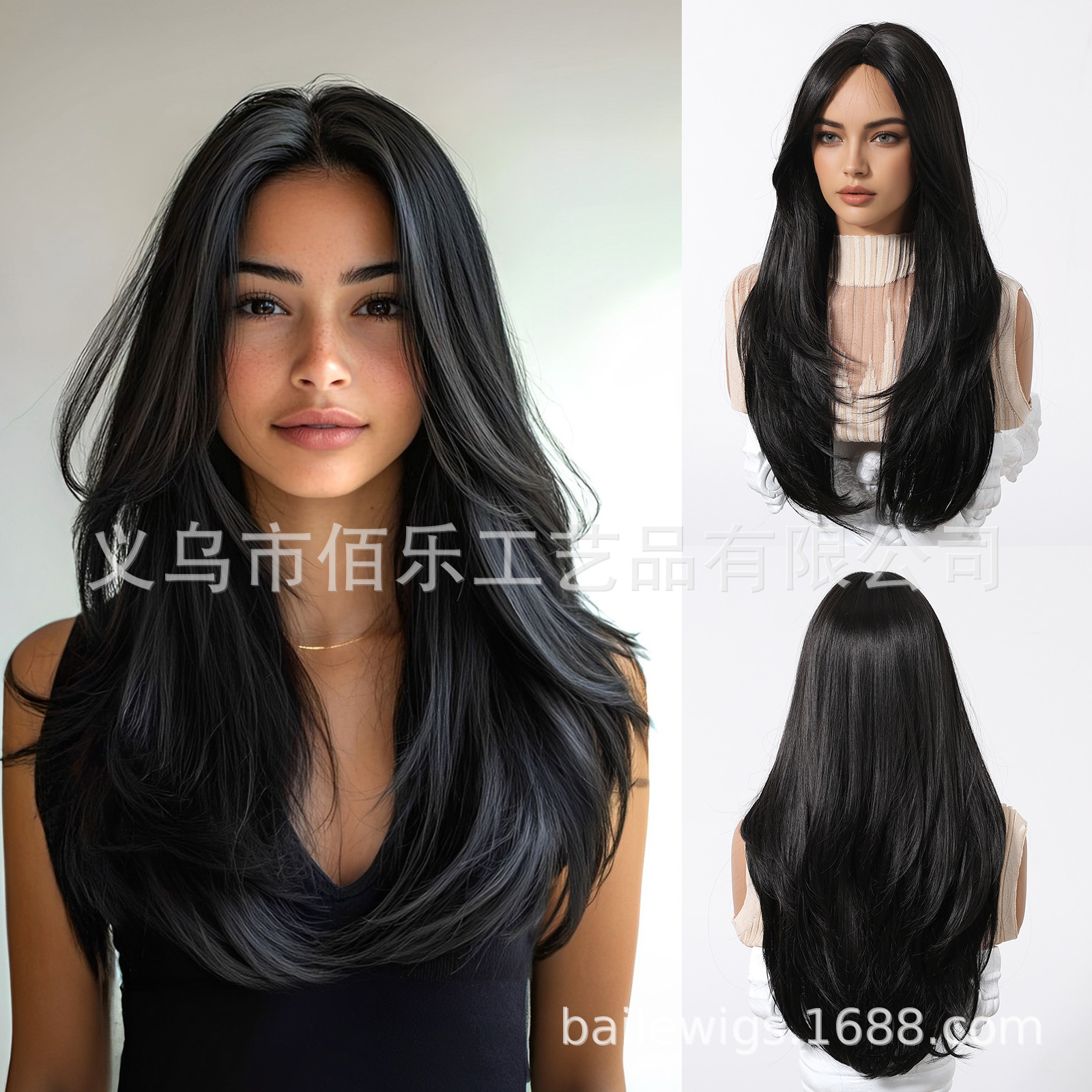 Peluca nueva de color marrón claro, corte medio, capa natural, cabello largo y rizado, casco completo, fibra química europea y americana, moda femenina