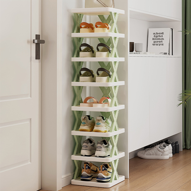 Zapatero puerta de la casa entrada simple artefacto de almacenamiento ahorro de espacio partición en capas de plástico multicapa pequeño gabinete de zapatos estrechos