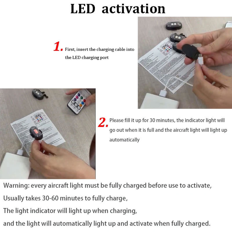 Cross-Border Wireless Remote Control Aircraft Lights, Universal Eight-Color Flashing Warning Lights for Automobiles and Motorcycles, Drone Pilot Lights
