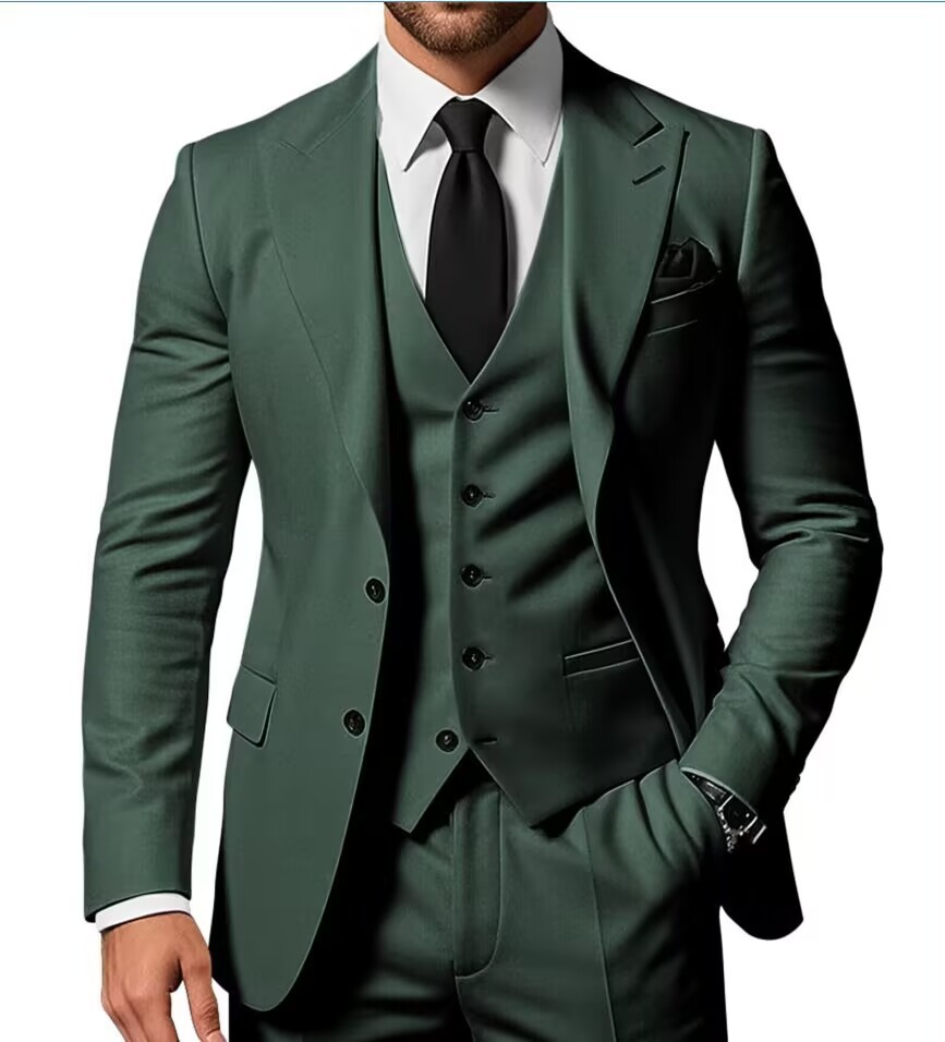 Nuevo traje de hombre traje de tres piezas casual de negocios banquete de baile traje delgado vestido de playa de boda