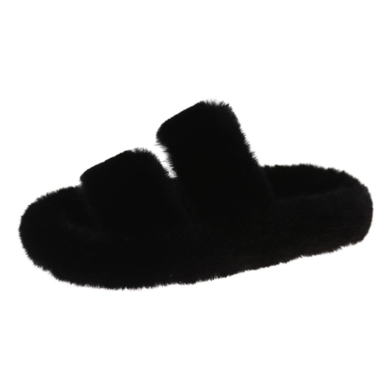 2022 otoño e invierno nuevo al aire libre de los zapatos de felpa de las mujeres de una correa de las zapatillas de felpa de las mujeres coreanas