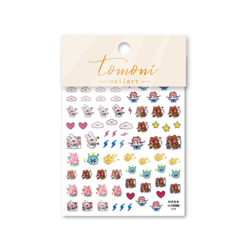 Tomoni Japonés pegatinas de uñas lindo Laurel conejo lindo serie de dibujos animados oso alivio tridimensional flor amor