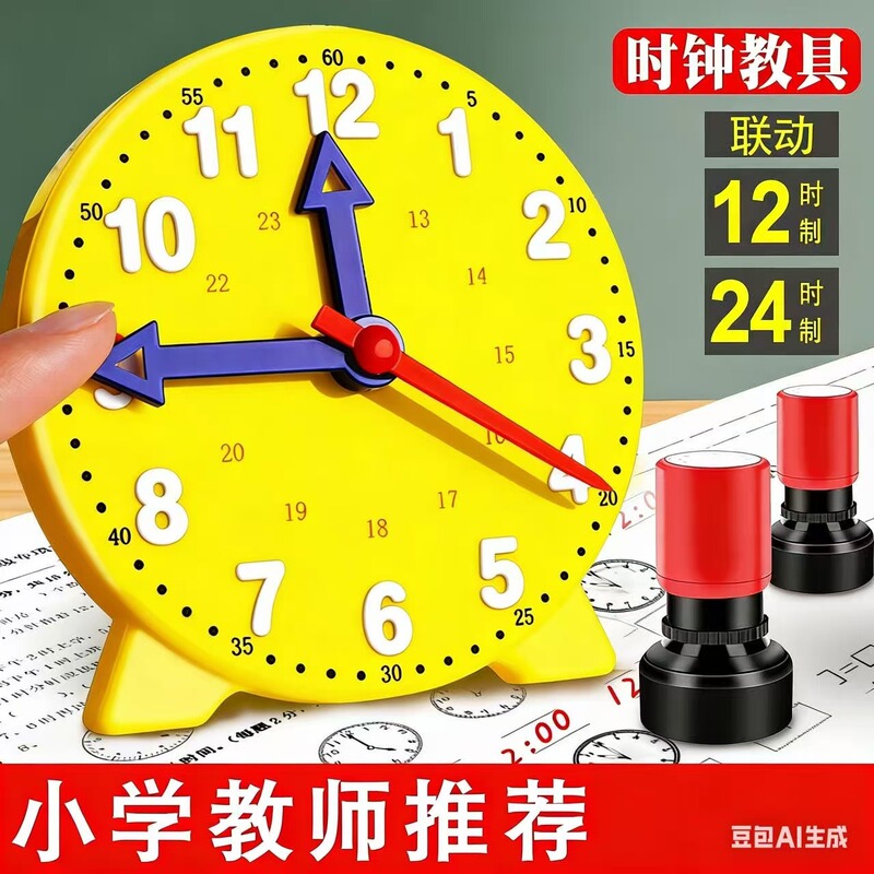Clock Model Grade One and Two Primary School Students Teaching Clock Face Three Needles Children's Learning Tools Learning Tools Understanding Time Teaching Tools