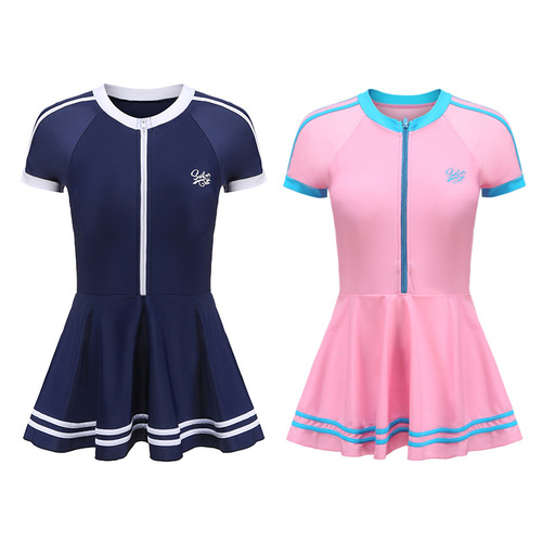 Children's swimsuit girls one-piece medium and large children Korean 2024 new professional split skirt student swimwear wholesale
