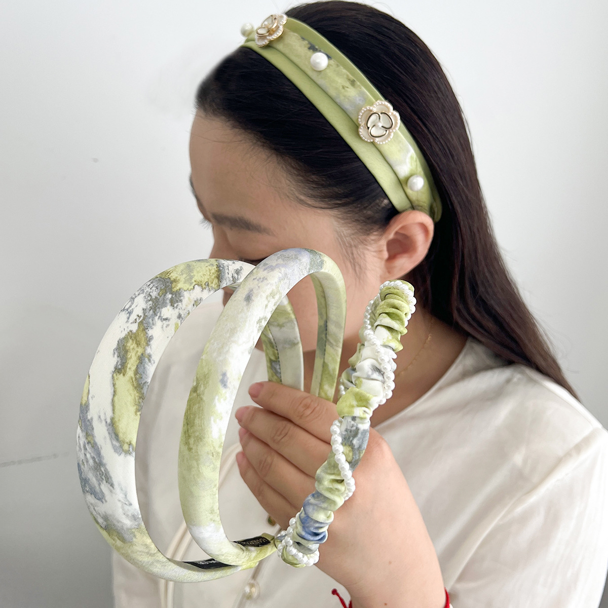 蜜舍粉色系濃郁系水墨扎染色調氣質發箍深色優雅秋冬色系簡約頭箍