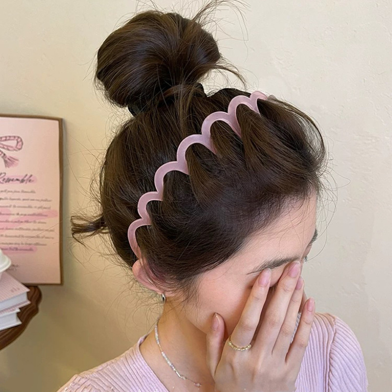波状韓国歯付き高頭頂ヘアフープ透明ヘアピンプラスチック圧力ヘアフープヘアアクセサリー diy 素材|undefined