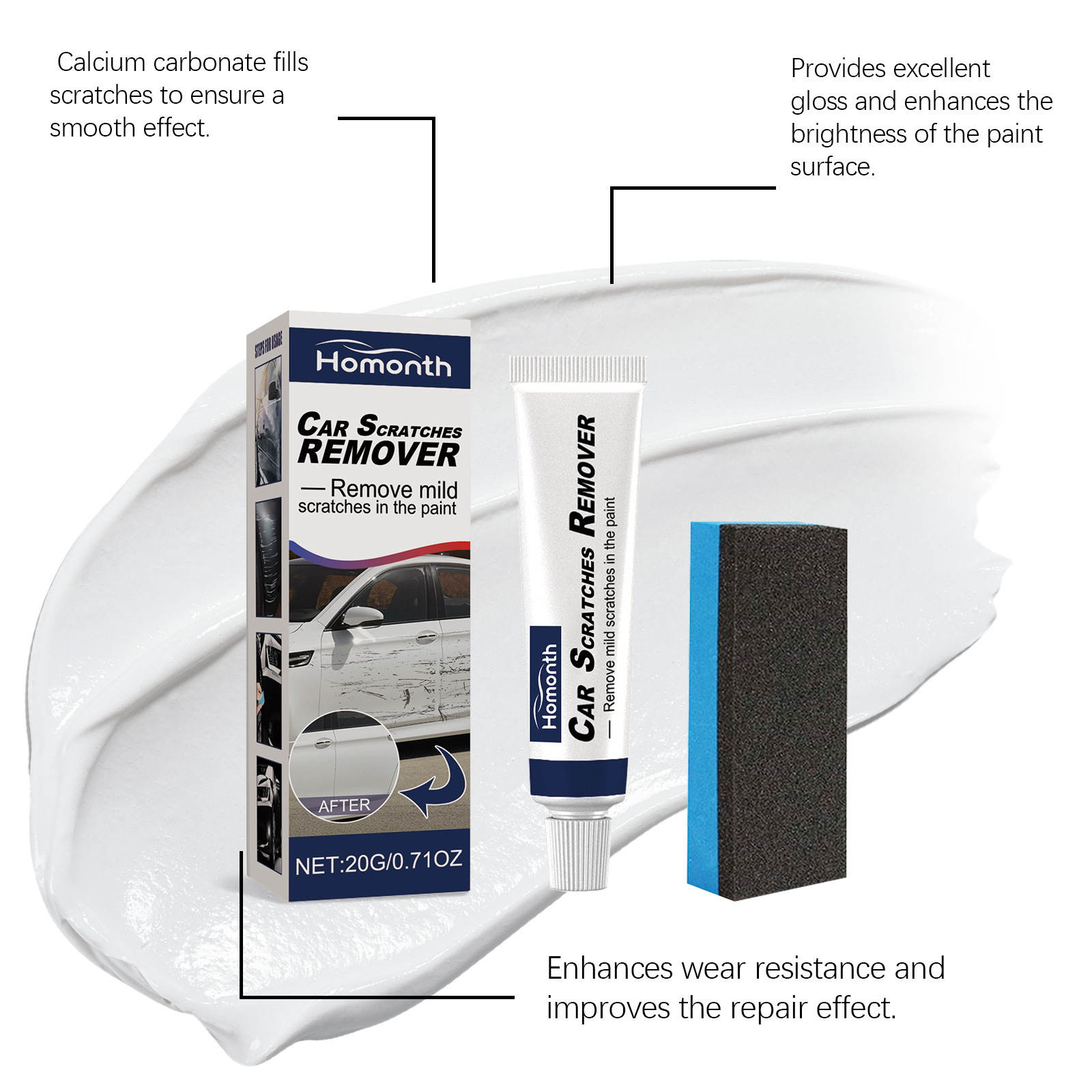 Car Scratch Care Agent, Scratch Removal Abrasive, Paint Surface Car Polishing Wax, Car Scratch and Scuff Care