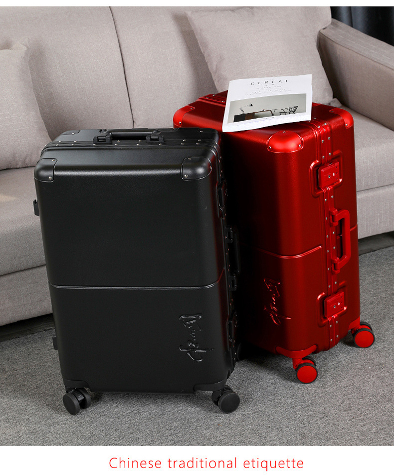 Women's Luggage Marriage Dowry Trolley Aluminum Frame Mute