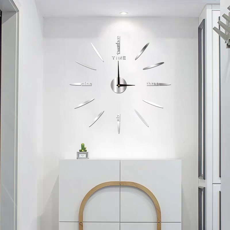 Reloj de pared DIY creativo sin perforación, venta directa de fábrica, reloj de acrílico estereoscópico grande, reloj silencioso simple para dormitorio