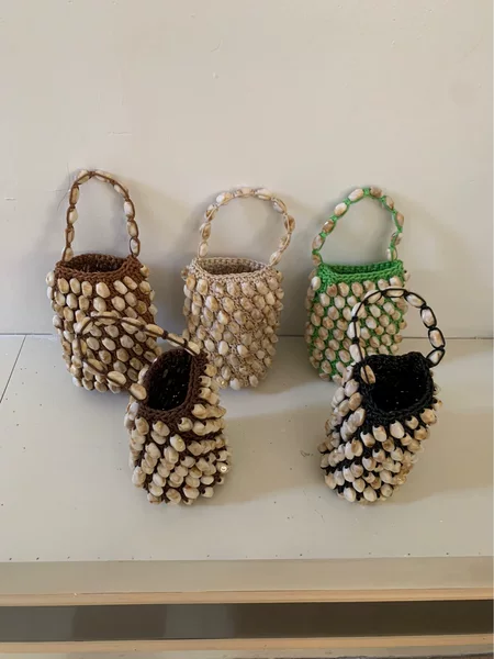 2026 Spring/Summer Shell Woven Bucket Bag Handmade Beaded Woven Bag Anti-Leather Handbag for Women