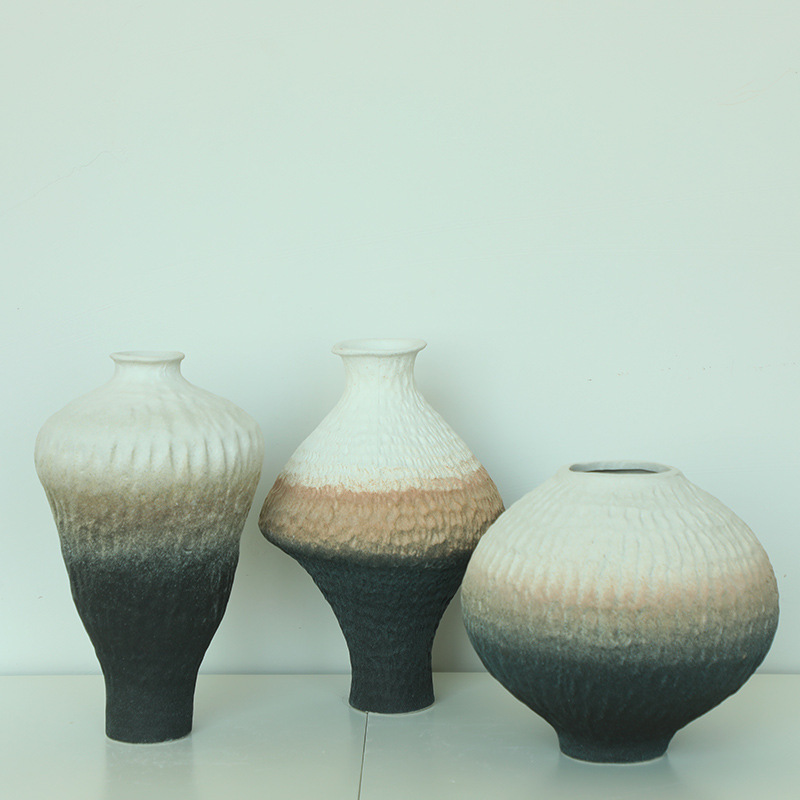 Simple Silent Style Plain Embryo Ceramic Vase Home Retro Ceramic Decoration Model Room Soft Dress Old Dried Flower Vase