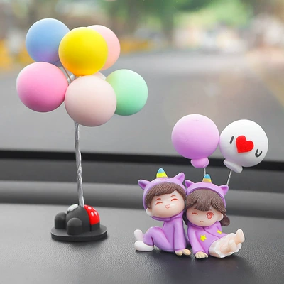 Girls Couple Ornaments Office — Car ornaments - purple-clothes-depend-on-couple-purple-white-love-ball-mickey-maca