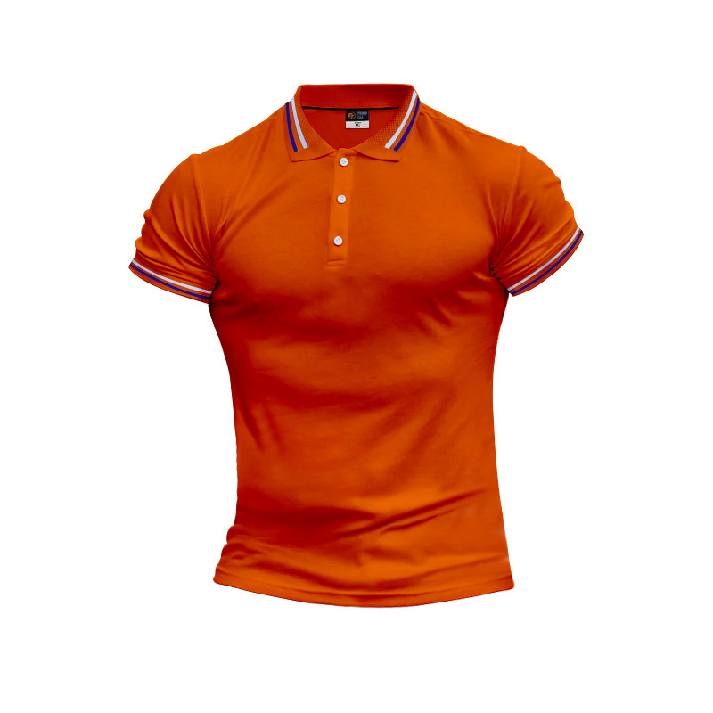 Quality soft fabric polo shirt with contrasting thread lapel splicing for men's casual large short sleeved T-shirt_voghion.com