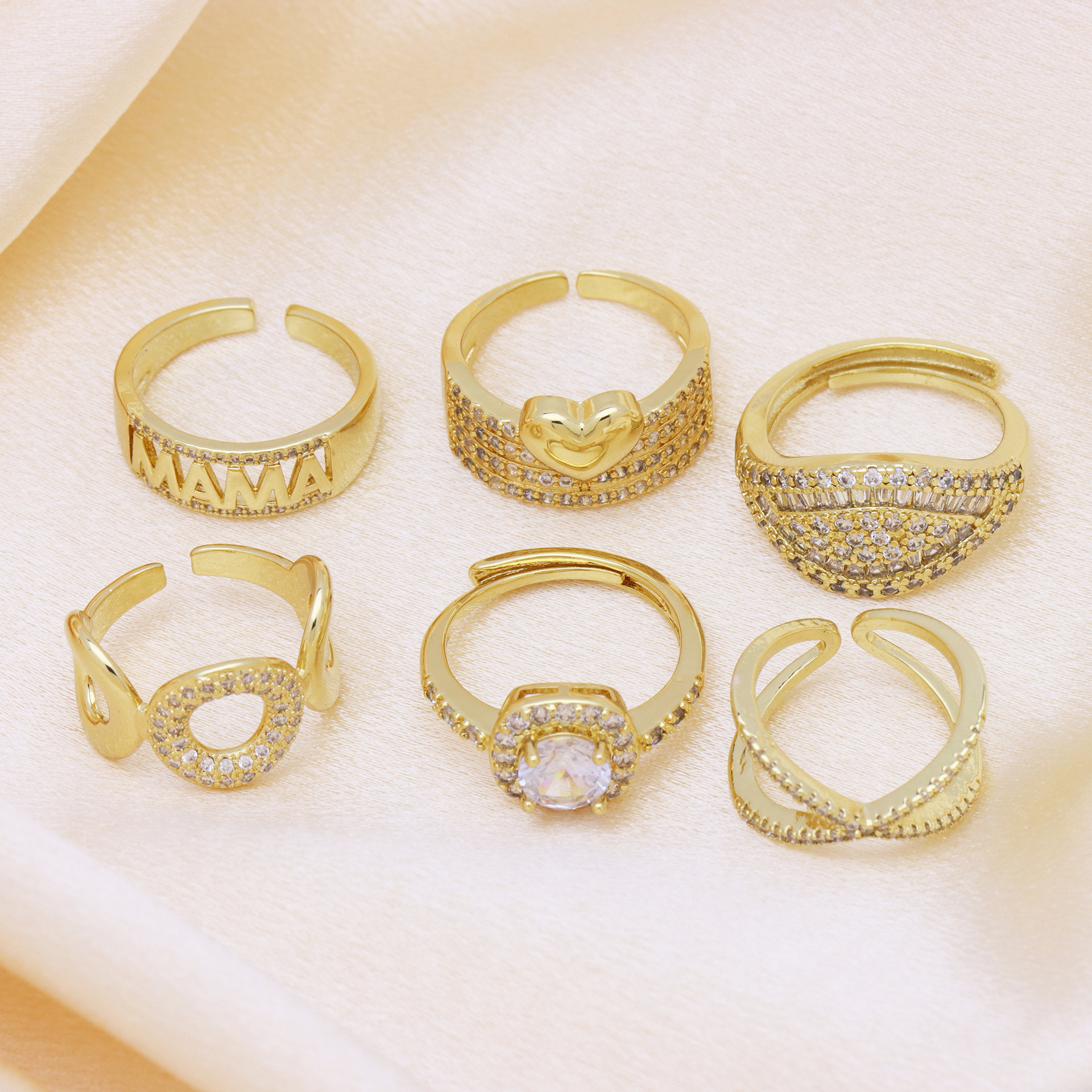 8g Weight Open Rings Classification Adjustable Ring Size 1 Piece Quantity Daily Occasion Copper Material Round, Letter, Heart Shape Pattern Women's Gender Elegant Style 1 Piece Elegant Round Letter Heart Shape Copper Open Rings 2