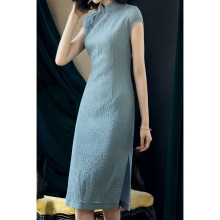 旗袍中式连衣裙2025新款夏季复古国风大码气质修身显瘦纯色中长款