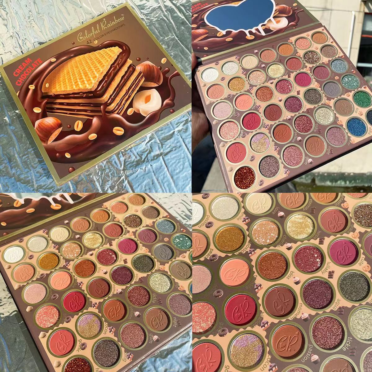 Nuevo chocolate transfronterizo de segunda generación de 42 colores de sombra de ojos de puré de patata color tierra Placa de sombra de ojos de perla exportada a México