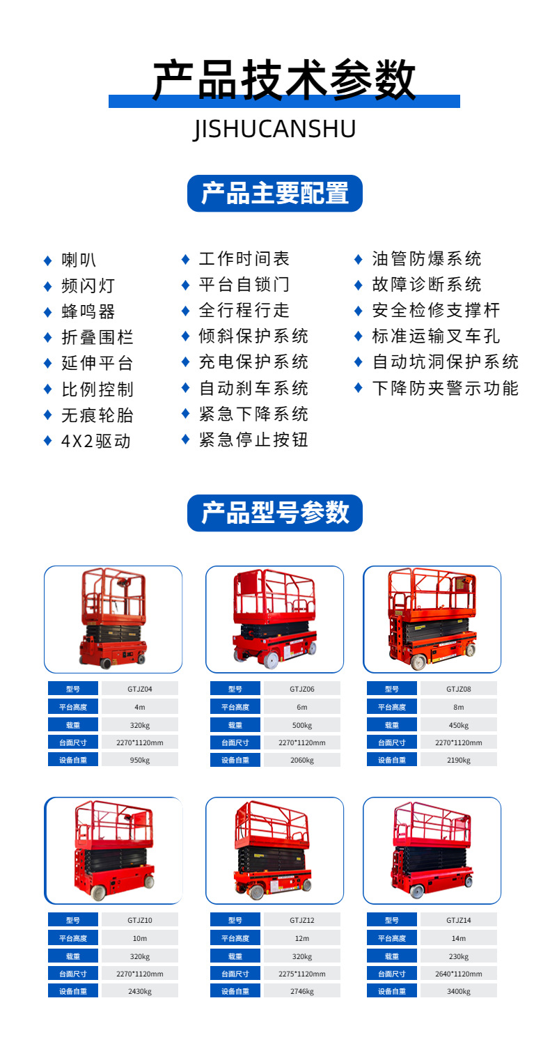 Manufacturer of Self-Propelled Electric Aerial Work Vehicles, Mobile High-Altitude Work Vehicles, Hydraulic Scissor Lift Platforms, and Lifts
