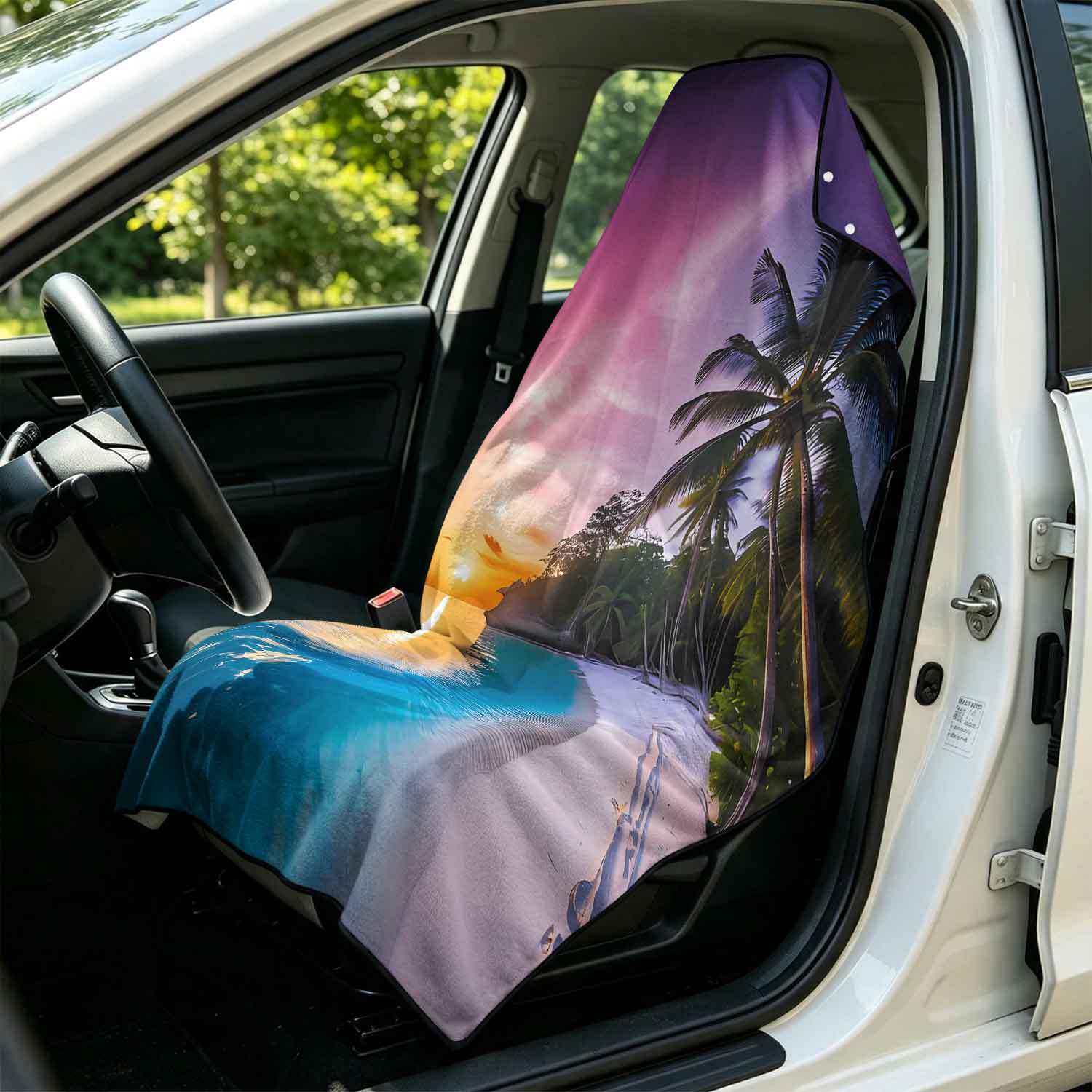 Printed bath towel and car seat cover 2-in-1, ultra-fine fiber outdoor beach and car dual-use universal seat cushion