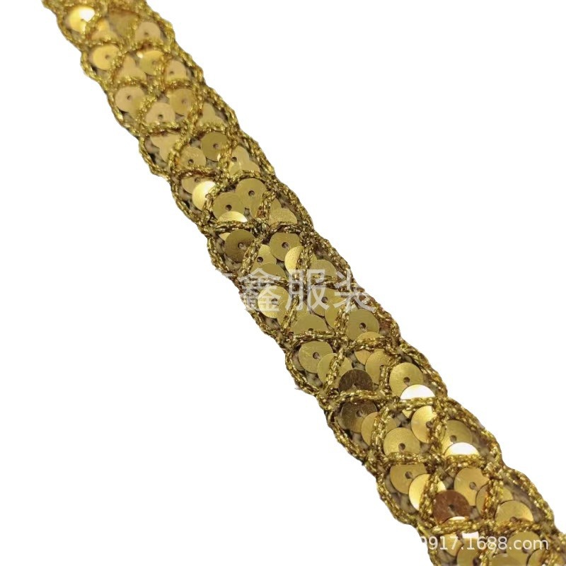 Encaje de lentejuelas de dos filas sin estiramiento 2 filas de tiras de lentejuelas de malla sin encaje elástico Accesorios de ropa Lado de lentejuelas