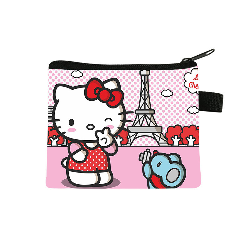 New Hello Kitty Kidsren's Coin Purse Primary School Student Zipper Card Holder Printed Men's and Women's Cartoon Bag
