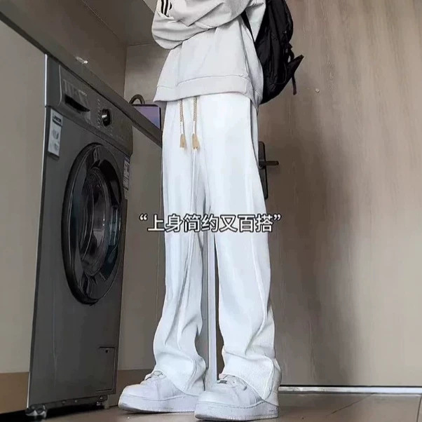 White men's pants, autumn and winter 2026 cleanfit straight-leg sweatpants, American-style drapey casual trousers White men's pants, autumn and winter 2026 cleanfit straight-leg sweatpants, American-style drapey casual trousers