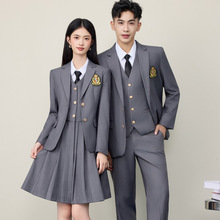 学院风JK制服外套女秋冬季幼儿园教师园服西装百褶裙套装工作服