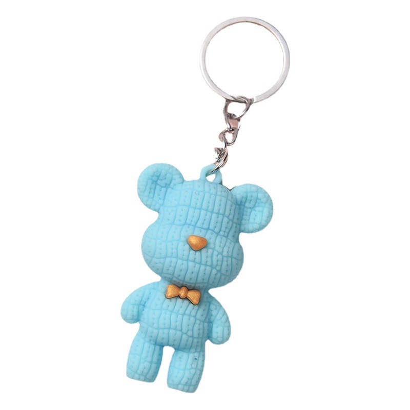 New creative pvc soft rubber wool bear key chain fashion cute bag Cartoon Doll pendant gift ornaments