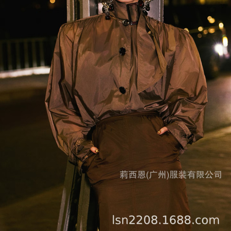 In-Stock Cross-Border "Shenzhen Nanyou" High-Quality Ice Chestnut Color Stand-Collar Tie-Waist Jacket Sun Protection Coat, Age-Reducing and Versatile In-Stock Cross-Border "Shenzhen Nanyou" High-Quality Ice Chestnut Color Stand-Collar Tie-Waist Jacket Sun Protection Coat, Age-Reducing and Versatile