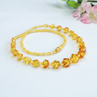 As Yu natural amber necklace flower pepper cut neck chain gold pearl chain factory wholesale HP3070705