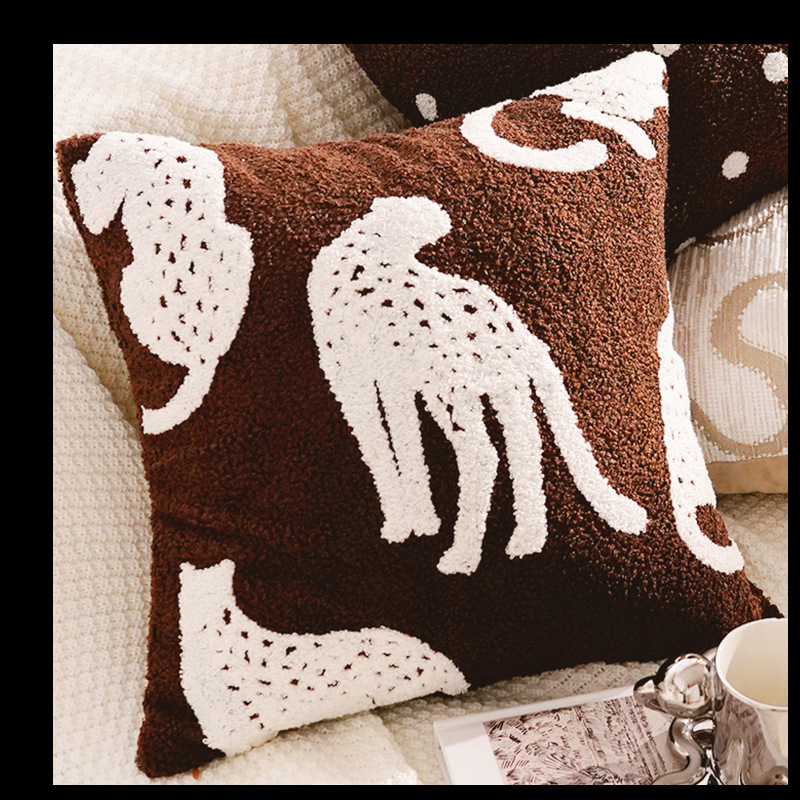 Sofá marrón francés almohada funda de almohada lujoso ligero simple sala de estar cama ventana flotante almohada cojín de almohada núcleo