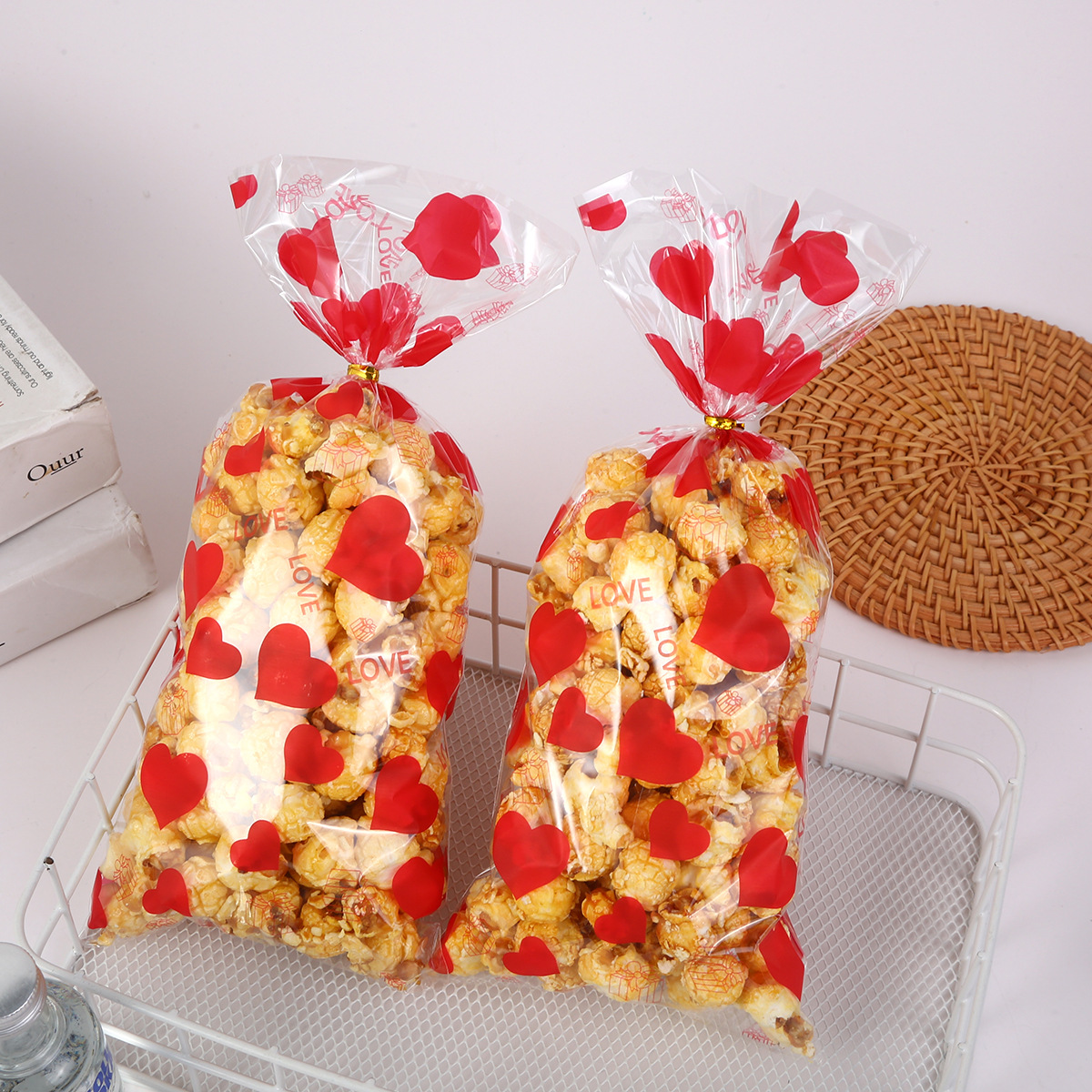 Bolsillo plano OPP para el día de San Valentín transfronterizo bolsas de impresión de dulces bolsas de embalaje galletas horneadas bolsas de vidrio plástico