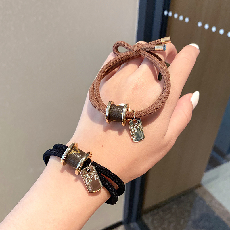 2022 New Internet Celebrity Pendant Hair Rope Women's Bracelet Hair Rope Summer Large Elastic Double Rubber Band Headwear