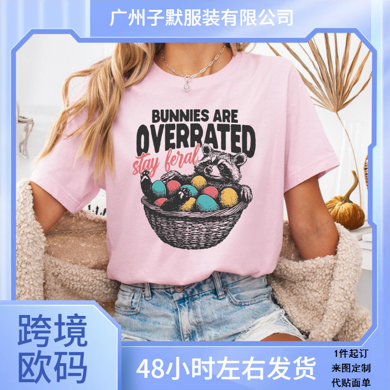 Female Rabbit Is Overrated Wild Shirt Interesting Easter Raccoon Short-Sleeve Round Neck T-Shirt Interesting Casual