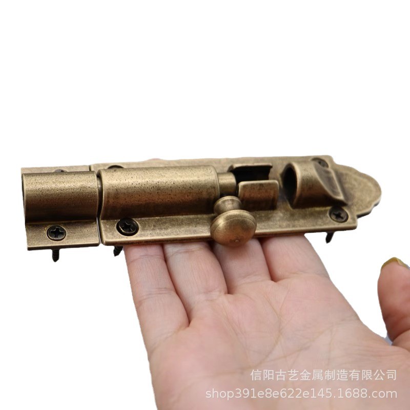 Puro chino antiguo perno de latón gran puerta hebilla patio puerta perno antiguo hogar ventana puerta de madera cerradura del mundo